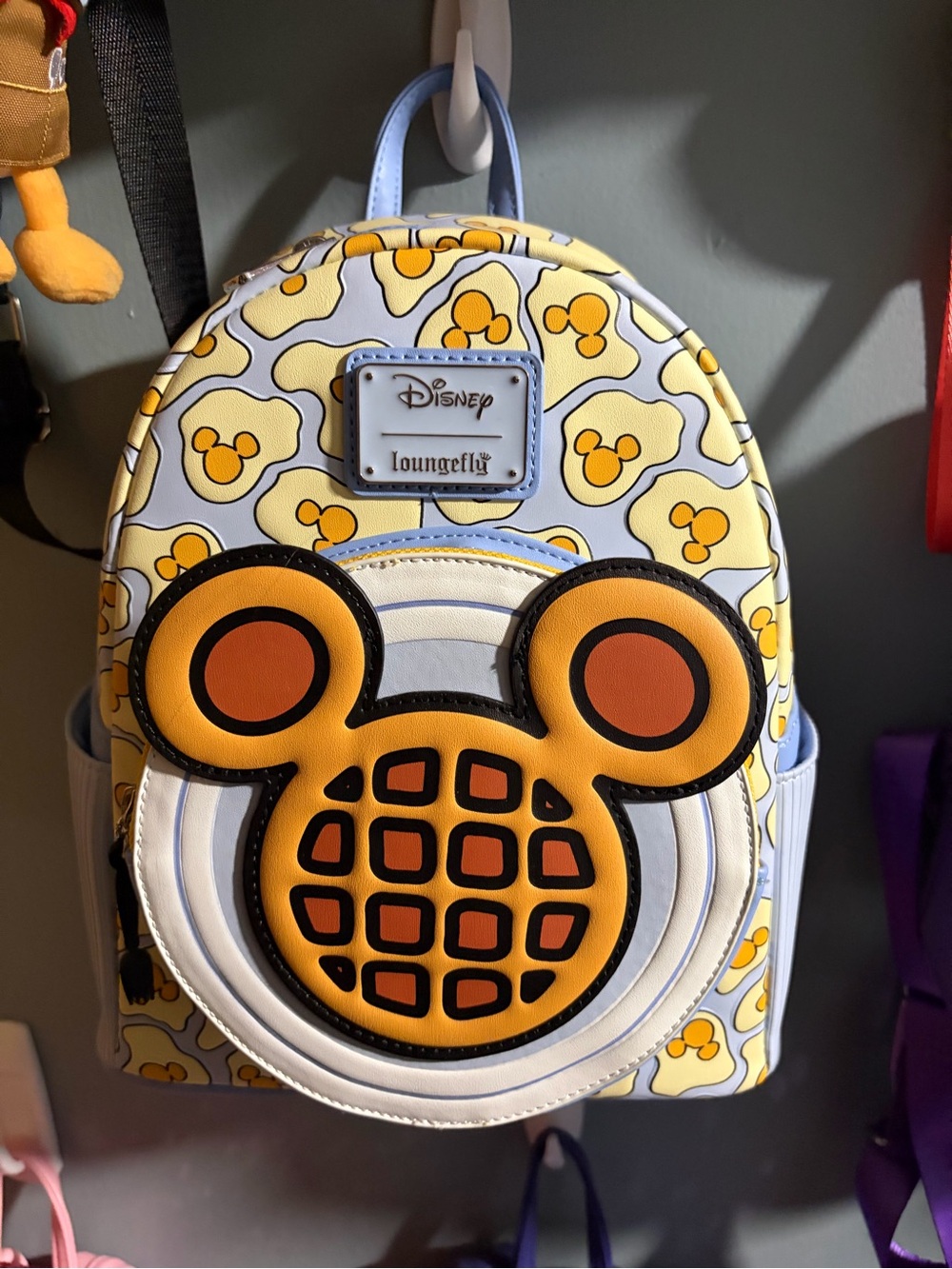 Loungefly Kids Light Blue & Yellow Mickey Waffle Mini Backpack